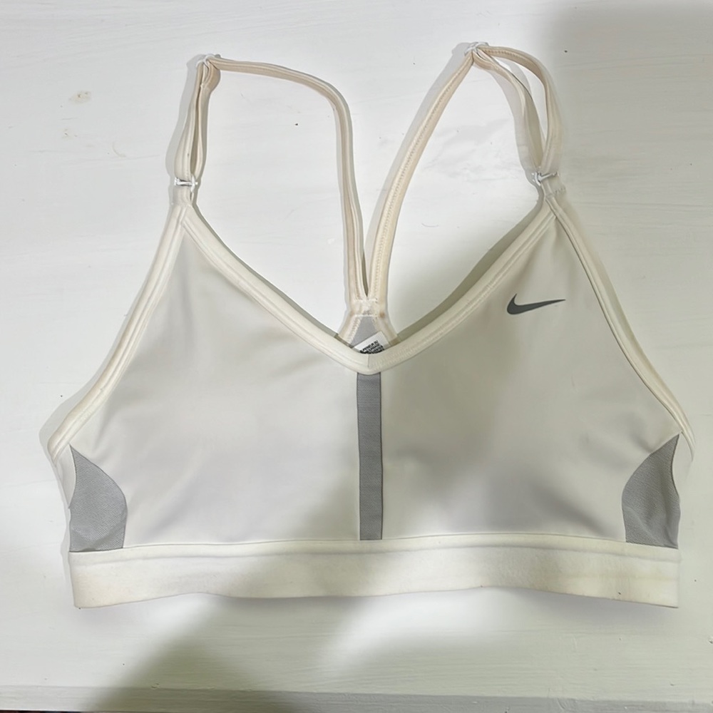 White Nike sports bra